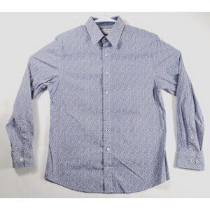 Nick Graham Everywhere Shirt Mens M Blue White Long Sleeve Stretch Modern Fit